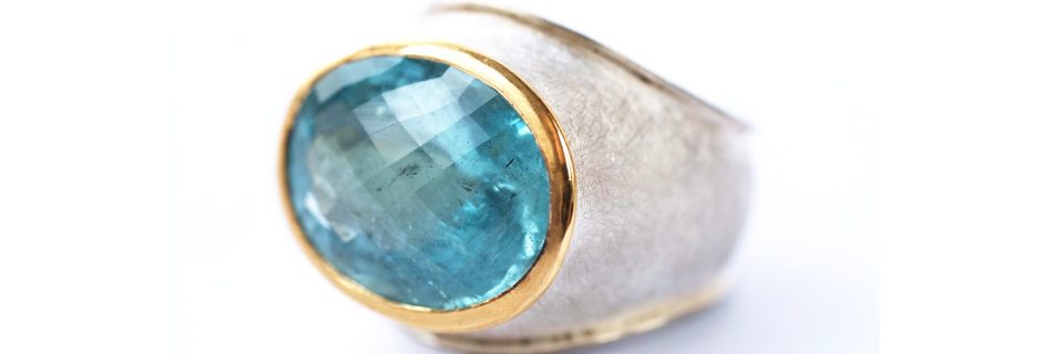 Silberring mit großem Aquamarin